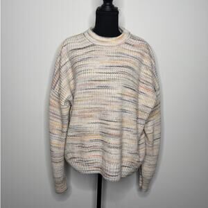 Lightweight Spring Sweater Pastel Striped Coastal Grandma Playful Knit L